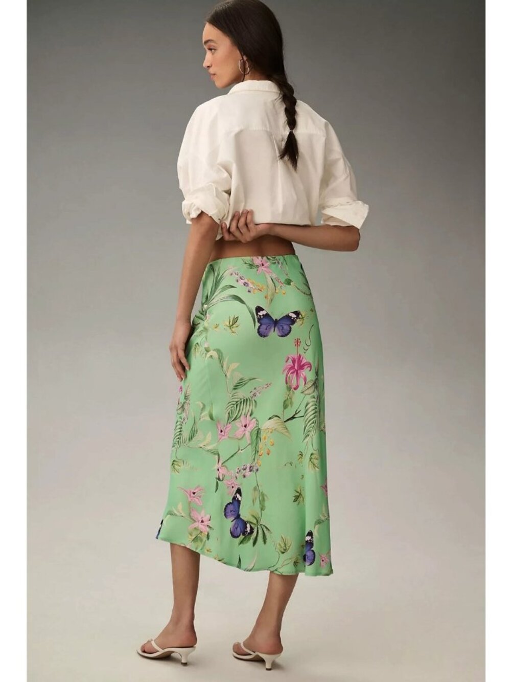 Anthropologie The Tilda Midi Slip Skirt Floral Butterfly Print Y2K 90s Small - Picture 5 of 12